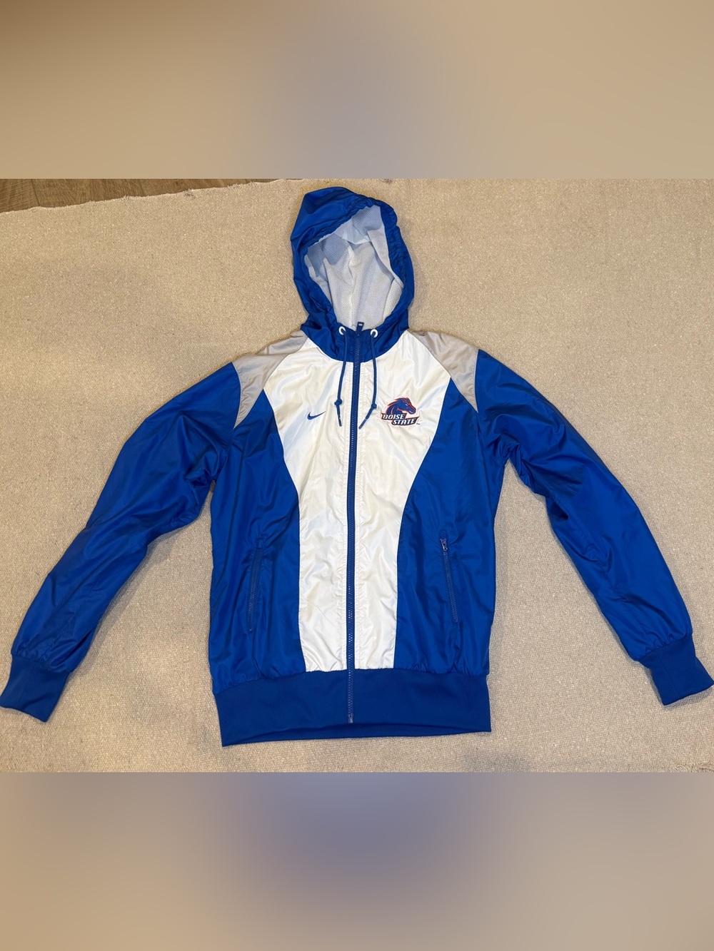 Nike Royal Blue, White, Gray Boise State Hooded Windbreaker *S? See description